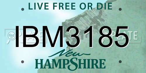 IBM3185 New Hampshire License Plate