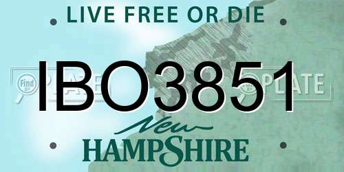 IBO3851 New Hampshire License Plate