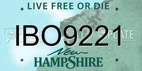 IBO9221 New Hampshire License Plate