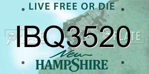 IBQ3520 New Hampshire License Plate