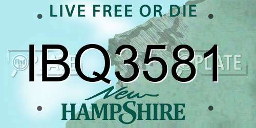 IBQ3581 New Hampshire License Plate