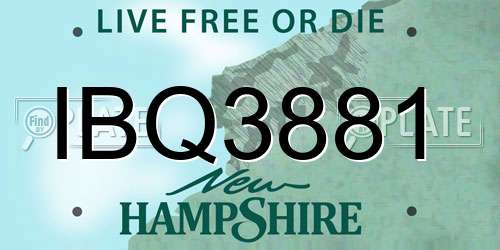 IBQ3881 New Hampshire License Plate