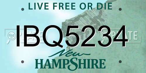 IBQ5234 New Hampshire License Plate