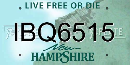 IBQ6515 New Hampshire License Plate