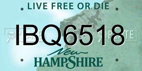 IBQ6518 New Hampshire License Plate