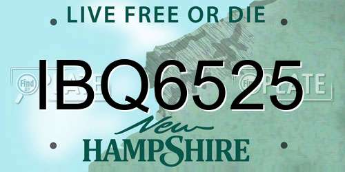 IBQ6525 New Hampshire License Plate