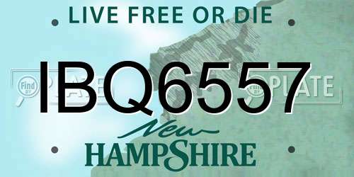 IBQ6557 New Hampshire License Plate