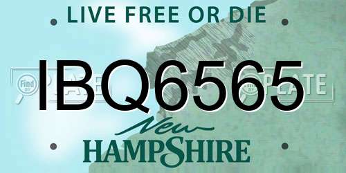 IBQ6565 New Hampshire License Plate