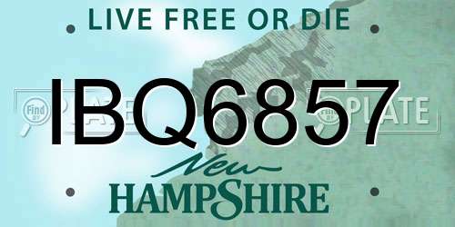 IBQ6857 New Hampshire License Plate