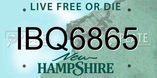 IBQ6865 New Hampshire License Plate