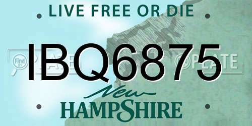 IBQ6875 New Hampshire License Plate