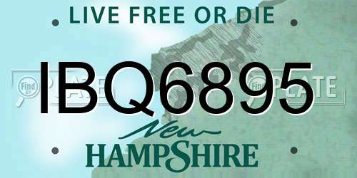 IBQ6895 New Hampshire License Plate