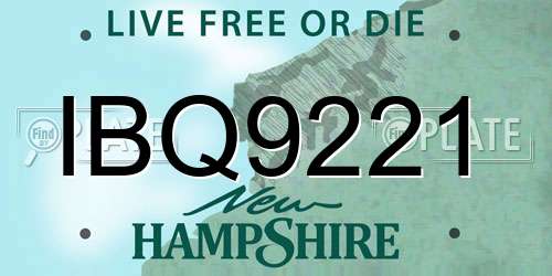 IBQ9221 New Hampshire License Plate