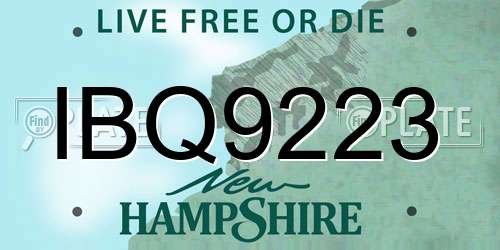 IBQ9223 New Hampshire License Plate