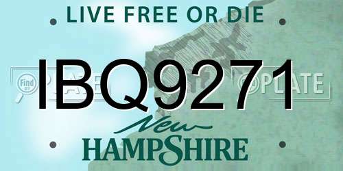 IBQ9271 New Hampshire License Plate