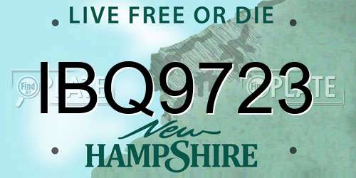 IBQ9723 New Hampshire License Plate