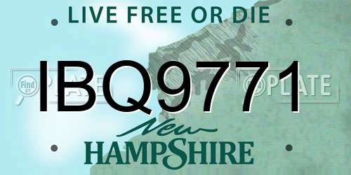 IBQ9771 New Hampshire License Plate
