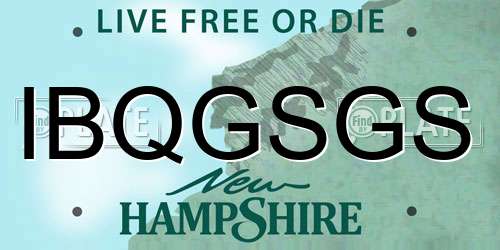 IBQGSGS New Hampshire License Plate