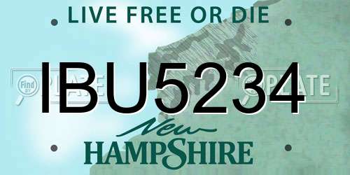 IBU5234 New Hampshire License Plate