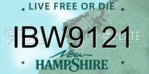 IBW9121 New Hampshire License Plate