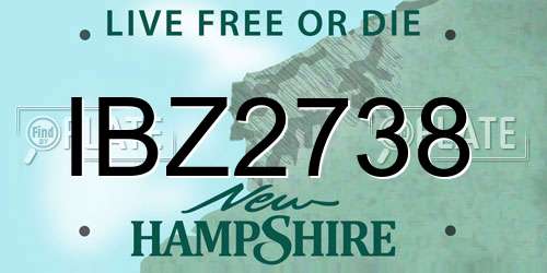 IBZ2738 New Hampshire License Plate