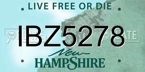 IBZ5278 New Hampshire License Plate