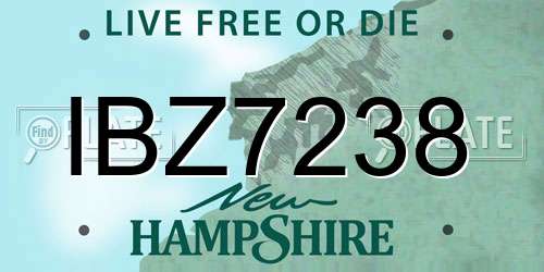 IBZ7238 New Hampshire License Plate