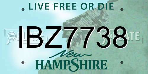 IBZ7738 New Hampshire License Plate