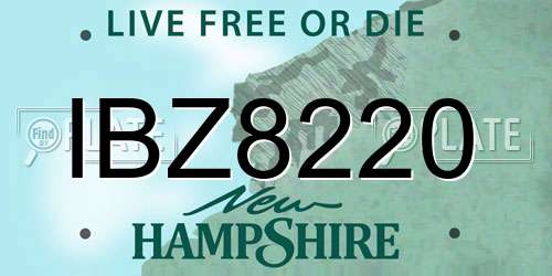 IBZ8220 New Hampshire License Plate