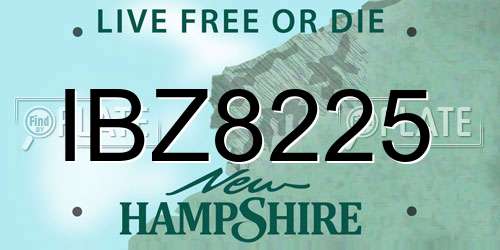 IBZ8225 New Hampshire License Plate