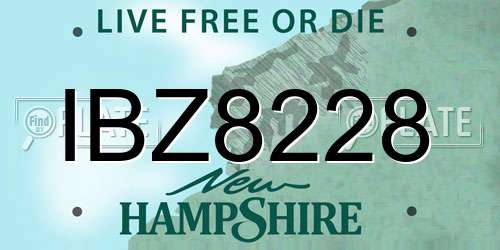 IBZ8228 New Hampshire License Plate