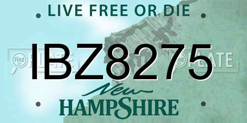 IBZ8275 New Hampshire License Plate