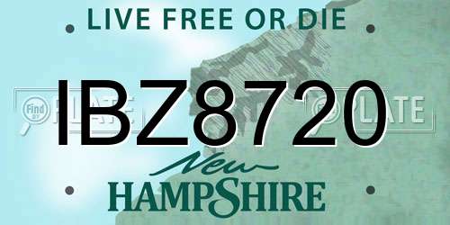 IBZ8720 New Hampshire License Plate
