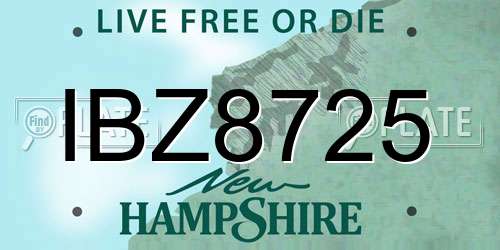 IBZ8725 New Hampshire License Plate