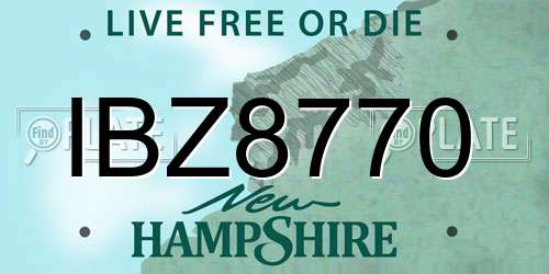 IBZ8770 New Hampshire License Plate