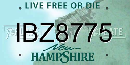 IBZ8775 New Hampshire License Plate