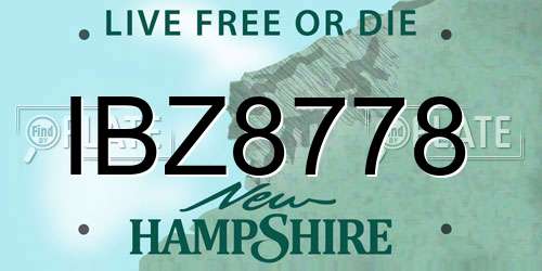 IBZ8778 New Hampshire License Plate