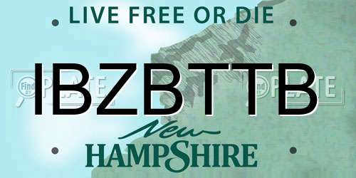 IBZBTTB New Hampshire License Plate