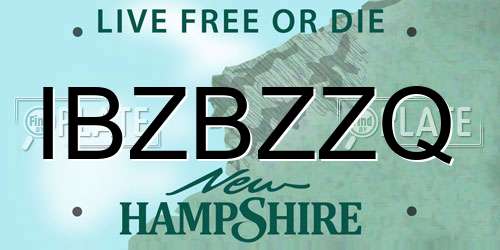 IBZBZZQ New Hampshire License Plate