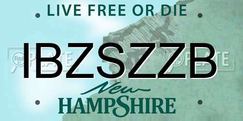 IBZSZZB New Hampshire License Plate