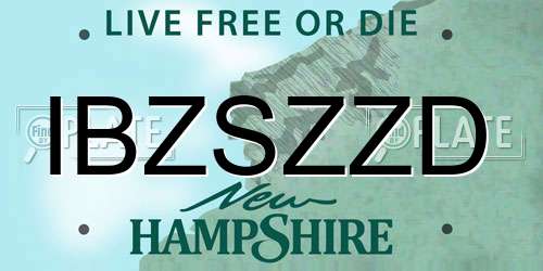 IBZSZZD New Hampshire License Plate
