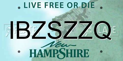 IBZSZZQ New Hampshire License Plate