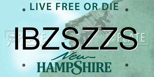 IBZSZZS New Hampshire License Plate