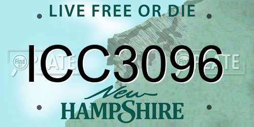 ICC3096 New Hampshire License Plate