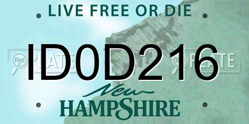 ID0D216 New Hampshire License Plate