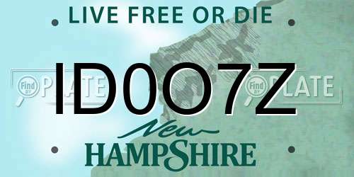 ID0O7Z New Hampshire License Plate