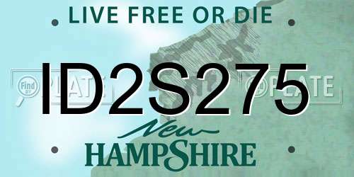 ID2S275 New Hampshire License Plate