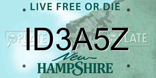 ID3A5Z New Hampshire License Plate