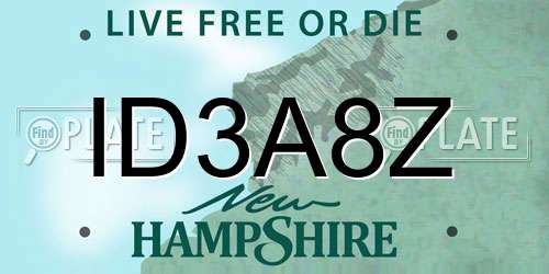 ID3A8Z New Hampshire License Plate