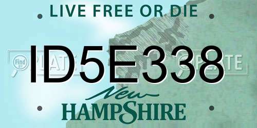ID5E338 New Hampshire License Plate